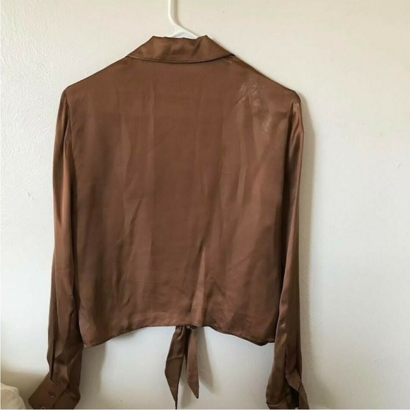 Aritzia Wilfred Tie-Front Blouse in Cognac size Large - Picture 3 of 3
